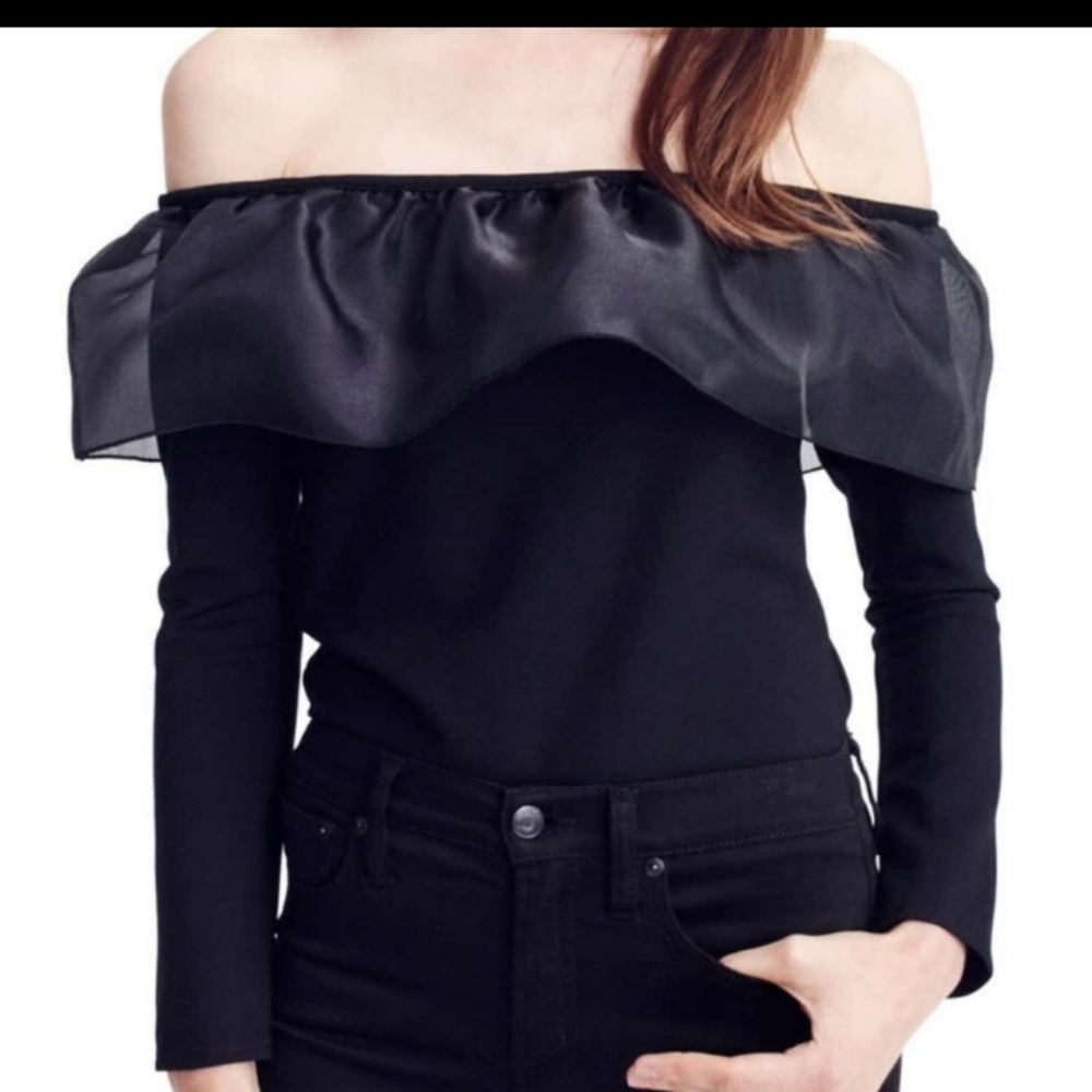 J crew off the shoulder ruffle organza top